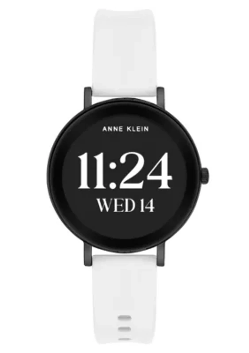 Anne Klein Women's Connect It Prism Smartwatch with Gold-Tone Metal Alloy and White Silicone Bands