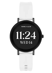 Anne Klein Women's Connect It Prism Smartwatch with Gold-Tone Metal Alloy and White Silicone Bands