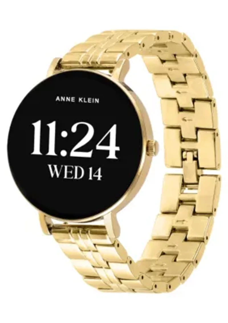 Anne Klein Women's Connect It Prism Smartwatch with Gold-Tone Metal Alloy and White Silicone Bands