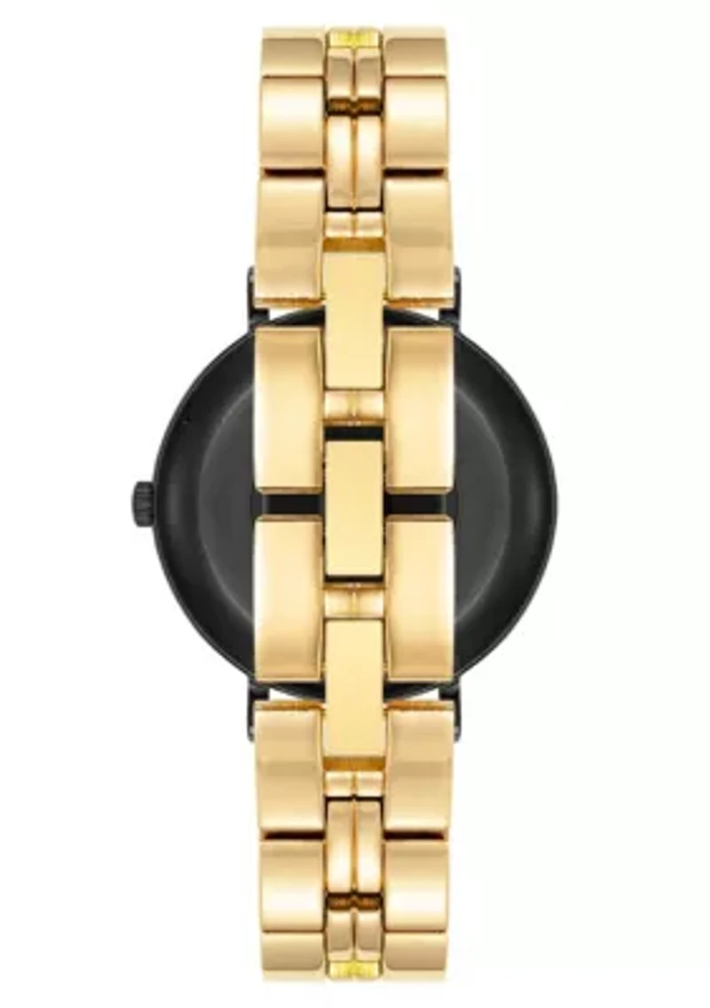 Anne Klein Women's Connect It Prism Smartwatch with Gold-Tone Metal Alloy and White Silicone Bands