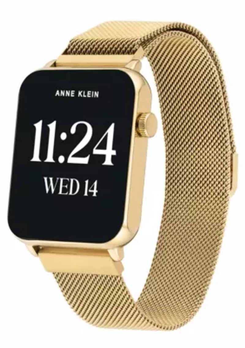 Anne Klein Women's Connect It Stellar Smartwatch with Gold-Tone Stainless Steel Mesh and Silicone Bands