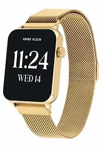 Anne Klein Women's Connect It Stellar Smartwatch with Gold-Tone Stainless Steel Mesh and Silicone Bands