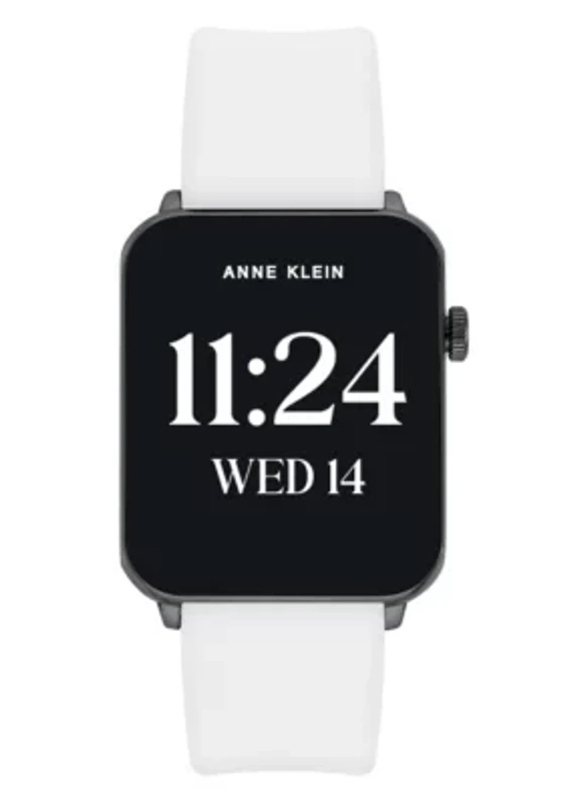 Anne Klein Women's Connect It Stellar Smartwatch with Black Stainless Steel Mesh and White Silicone Bands
