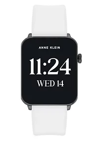 Anne Klein Women's Connect It Stellar Smartwatch with Black Stainless Steel Mesh and White Silicone Bands