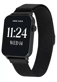 Anne Klein Women's Connect It Stellar Smartwatch with Black Stainless Steel Mesh and White Silicone Bands