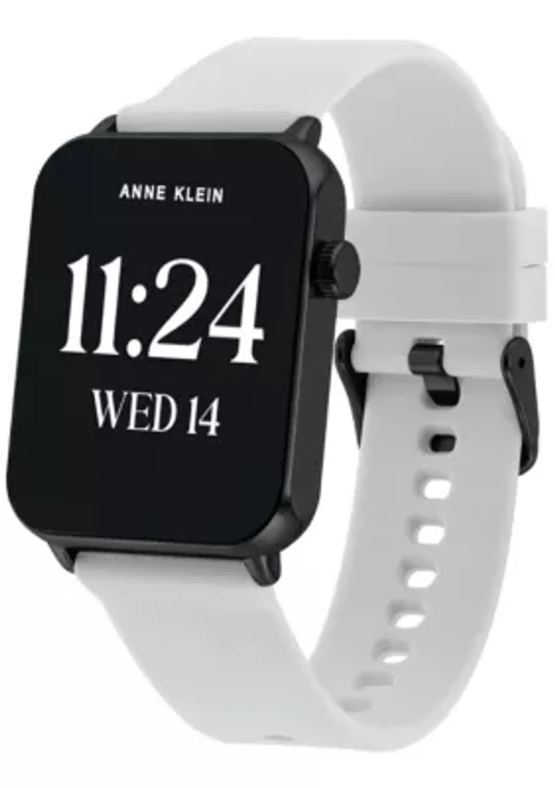 Anne Klein Women's Connect It Stellar Smartwatch with Black Stainless Steel Mesh and White Silicone Bands