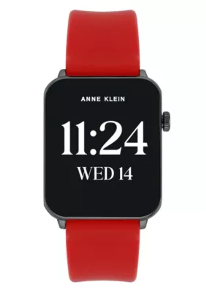 Anne Klein Women's Connect It Stellar Smartwatch with Gold-Tone Stainless Steel Mesh and Red Silicone Bands