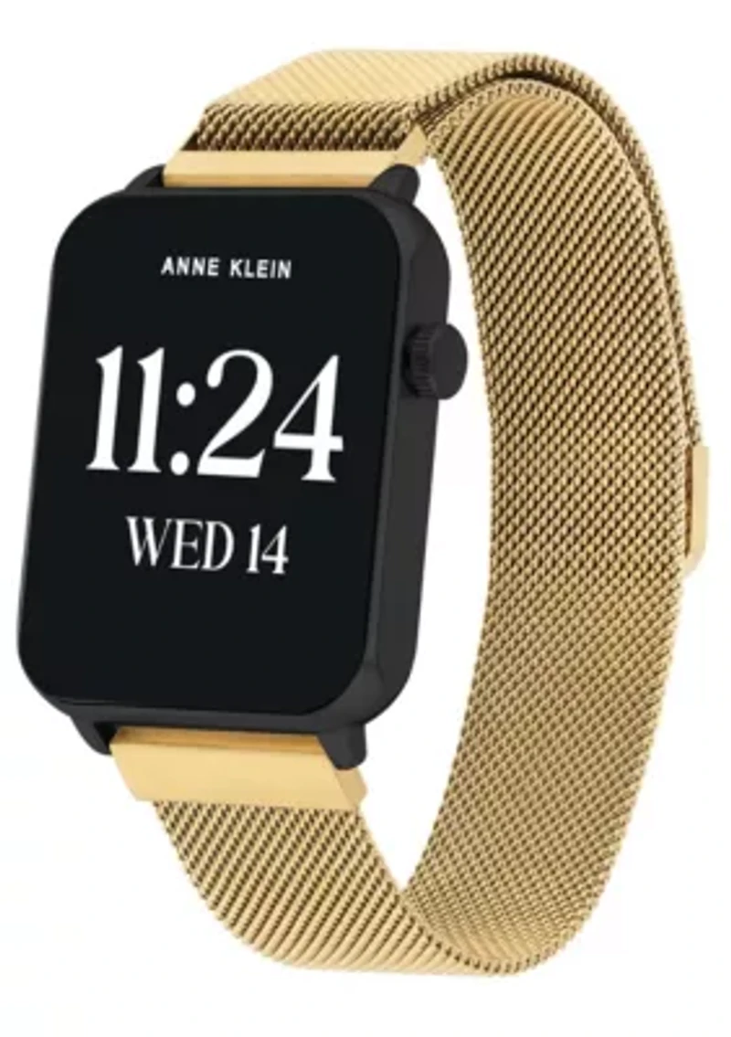 Anne Klein Women's Connect It Stellar Smartwatch with Gold-Tone Stainless Steel Mesh and Red Silicone Bands