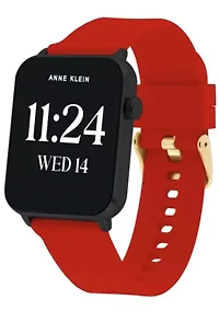 Anne Klein Women's Connect It Stellar Smartwatch with Gold-Tone Stainless Steel Mesh and Red Silicone Bands