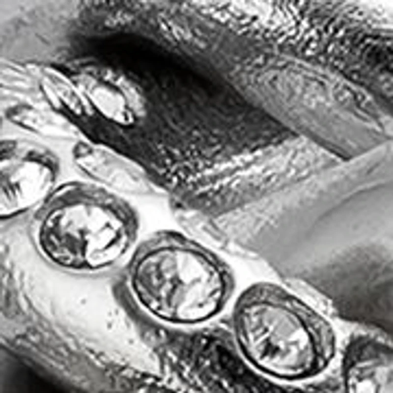 Silver-Tone Mixed Metal Chain Watch Band With Crystal Accents