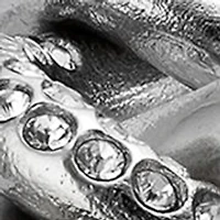 Silver-Tone Mixed Metal Chain Watch Band With Crystal Accents