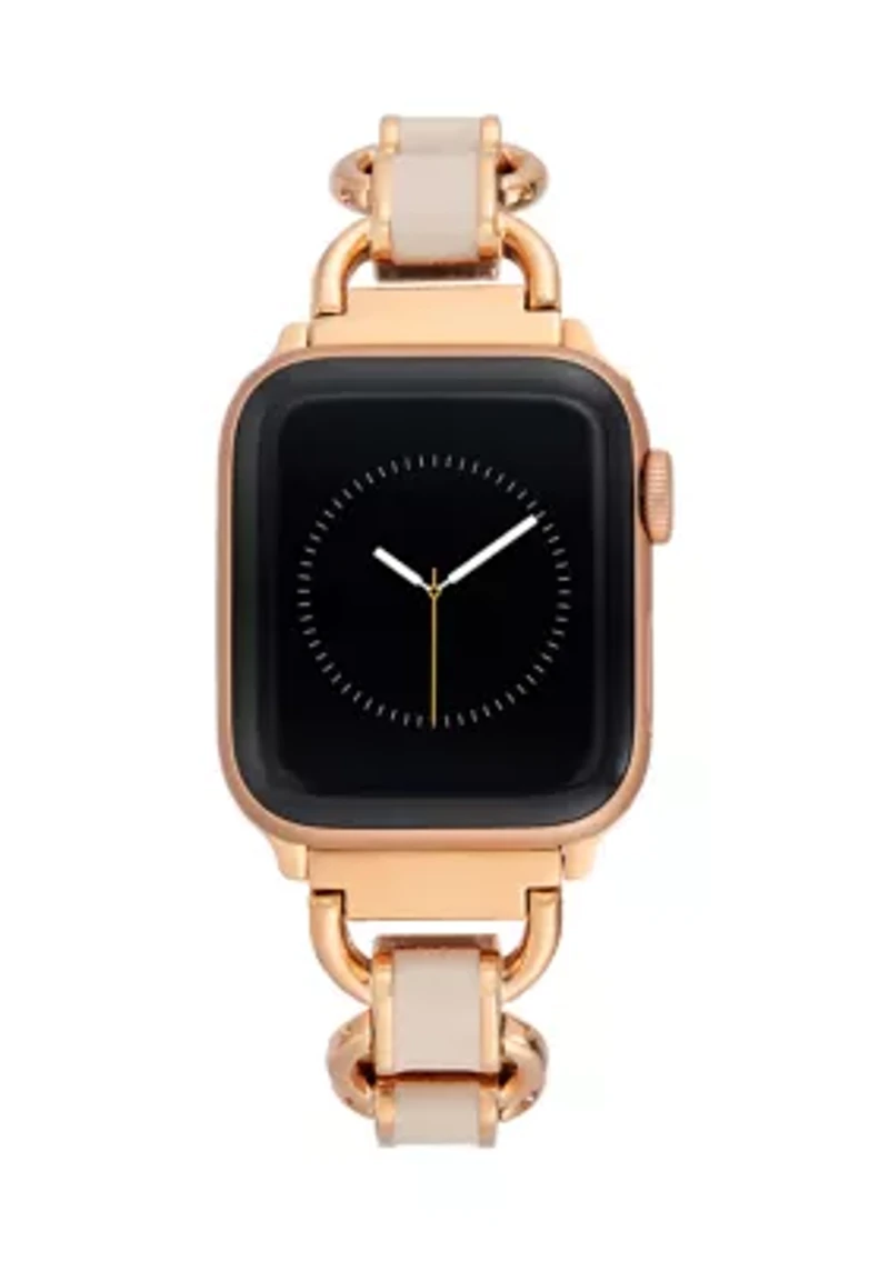 Rose Gold-Tone Mixed Metal Chain with Blush Enamel Apple Watch Band