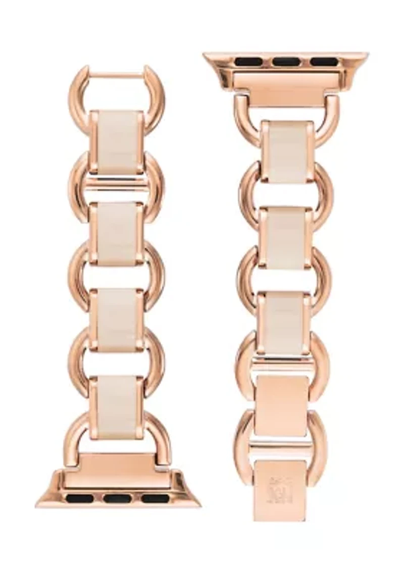 Rose Gold-Tone Mixed Metal Chain with Blush Enamel Apple Watch Band