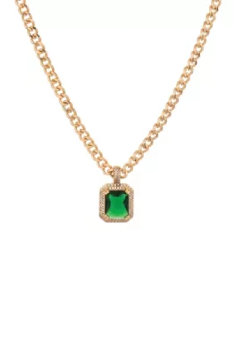 Ettika Emerald Pendant Link Necklace