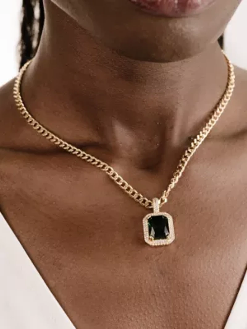 Ettika Emerald Pendant Link Necklace