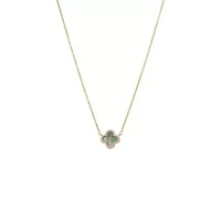 Gold Plated Pave Outlined Clover Pendant Necklace