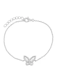 Sterling Silver Pave Baguette Butterfly Bracelet