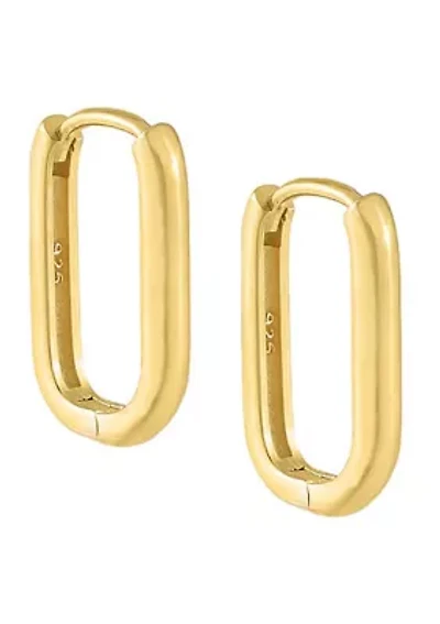 Gold Plated Oval Drop Earrings