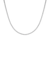Sterling Silver 15" Classic Thin Tennis Necklace