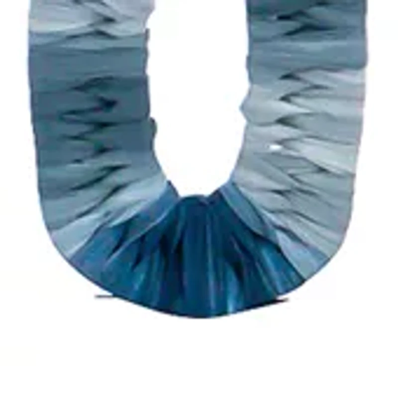 Silver Tone 34.5'' Long Triple Link Pendant Necklace with Ombré Blue Raffia Wrapped Accents in Chain 