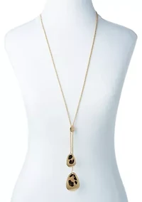 Gold Tone Animal Print Double Pendant Necklace