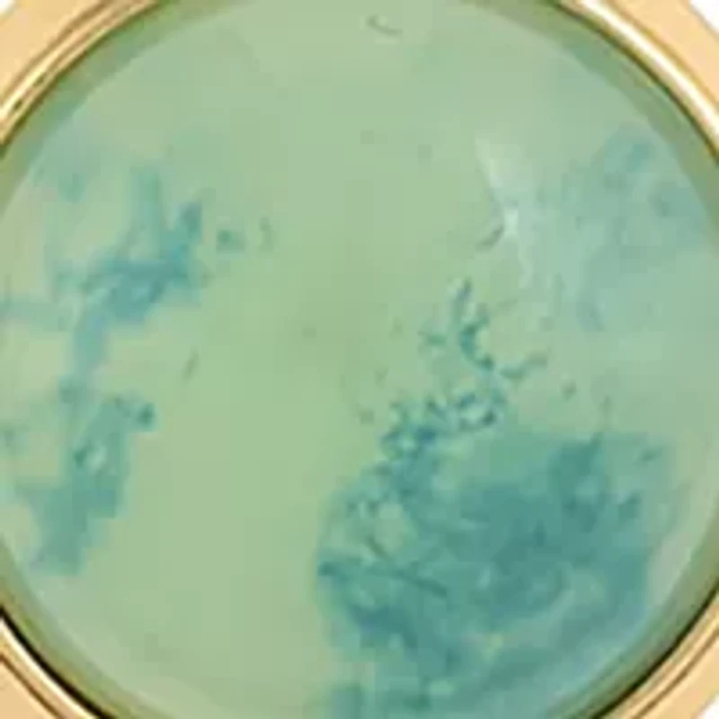 Gold Tone 14'' Green Pendant Necklace