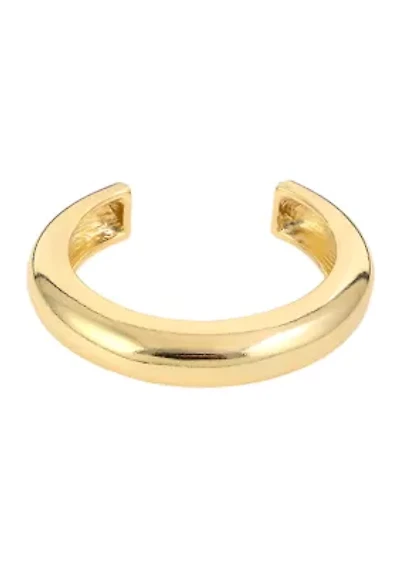 Gold Tone Rounded Open Cuff Bracelet