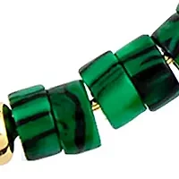 Gold Tone Post Hoop with Green Bead Detail