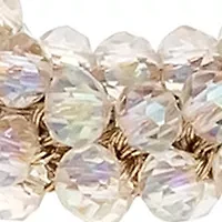 Gold Tone White Woven Beaded Button Post Top Earrings with Open Teardrop