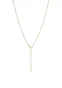 Gold Tone Long Teardrop Stone Pendant Necklace