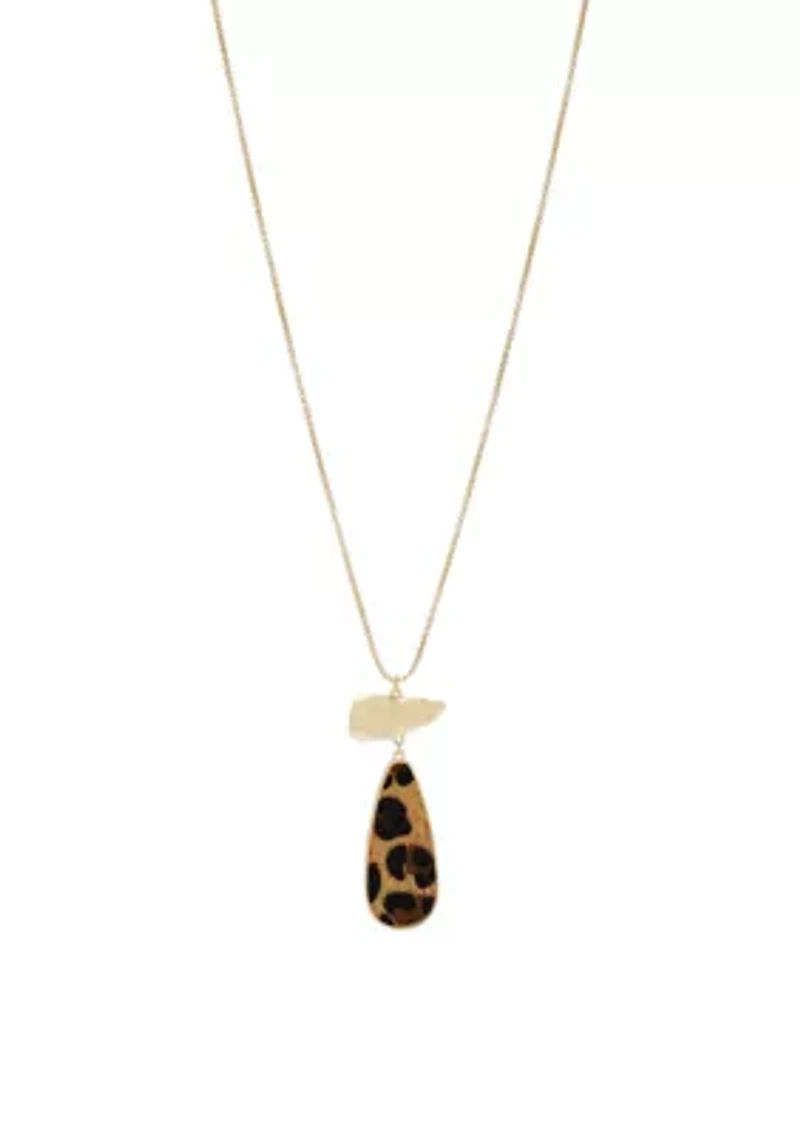 Gold Tone Long Animal Pendant Necklace