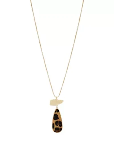 Gold Tone Long Animal Pendant Necklace