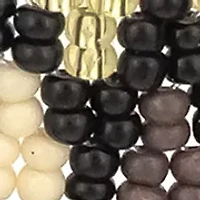Gold-Tone Black Multi Woven Bead Kite Fringe Drop Earrings 