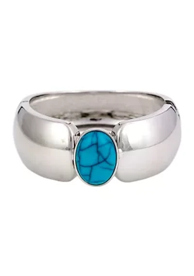 Silver Tone Turquoise Center Stone Cuff Bracelet