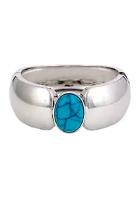 Silver Tone Turquoise Center Stone Cuff Bracelet