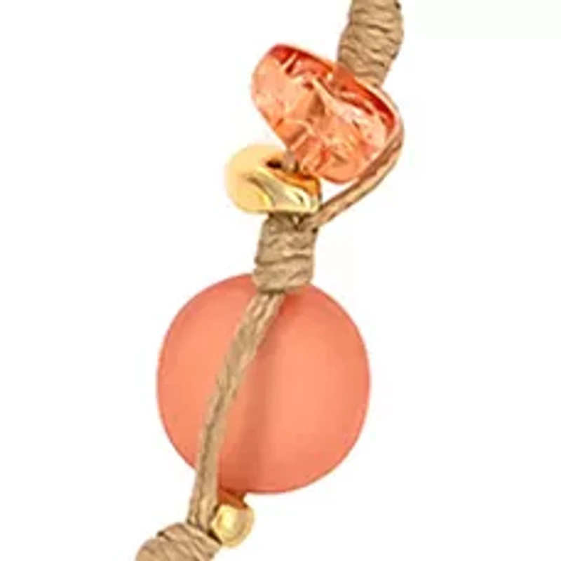 Gold Tone Coral Beads with Shell Necklace