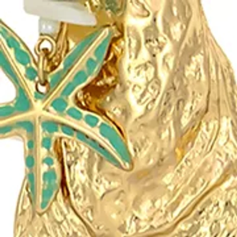 Gold Tone Long Multi Sea Life Charm Pendant Necklace