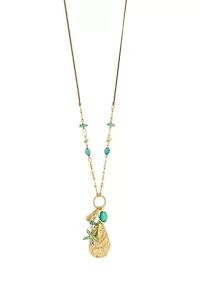 Gold Tone Long Multi Sea Life Charm Pendant Necklace
