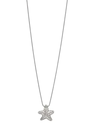 Long Crystal Starfish Pendant Necklace 