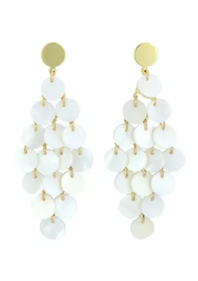 Gold-Tone White Cascade Shell Kite Earrings 