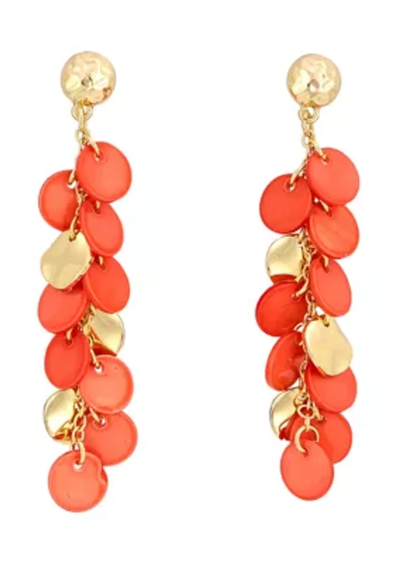 Gold-Tone Coral Shell Shaky Linear Drop Earrings 