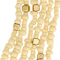 Gold-Tone Multi Row Short Ivory Seed Bead Necklace 