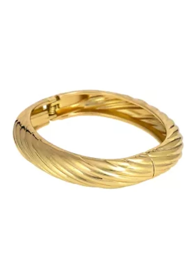 Ridge Texture Hinge Bangle Bracelet