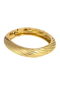 Ridge Texture Hinge Bangle Bracelet