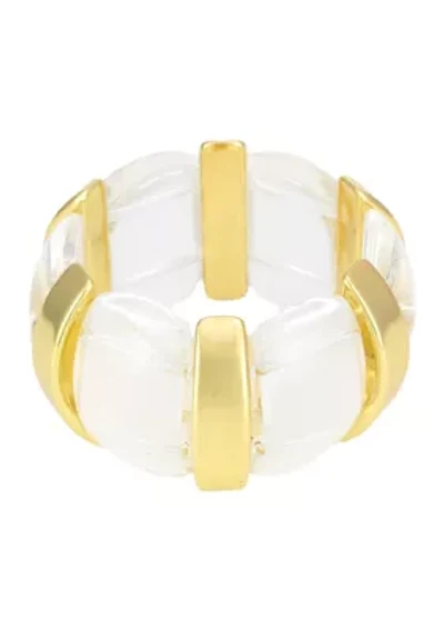 Gold Tone Clear Bead Stretch Bracelet