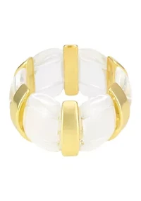 Gold Tone Clear Bead Stretch Bracelet