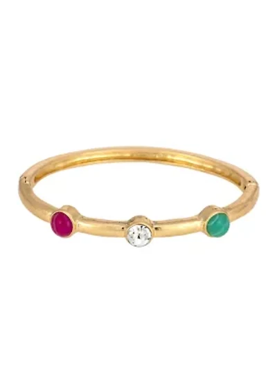 Gold Tone Multi Stone Bangle Bracelet