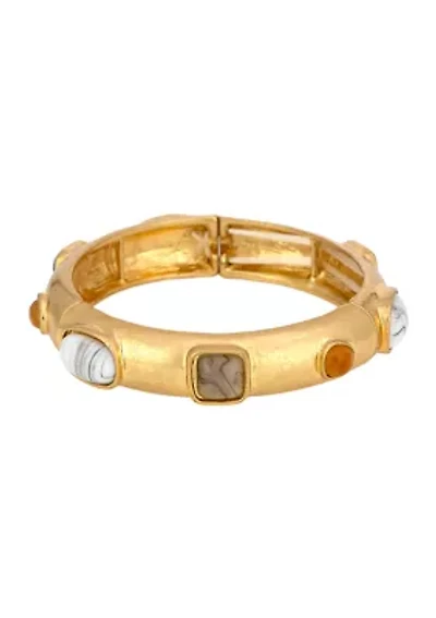 Gold Tone Natural Multi Stretch Bangle Bracelet