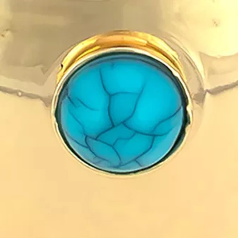 Gold Tone Wide Turquoise Stone Cuff Bracelet