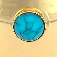 Gold Tone Wide Turquoise Stone Cuff Bracelet
